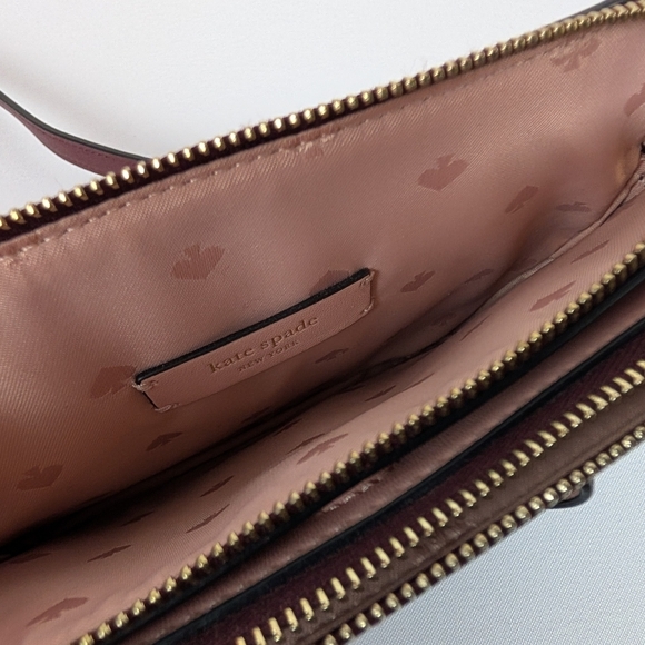 Kate Spade Floral Bulldog Pup Cherrywood Zip Crossbody Novelty Retired NWOT - Picture 9 of 13